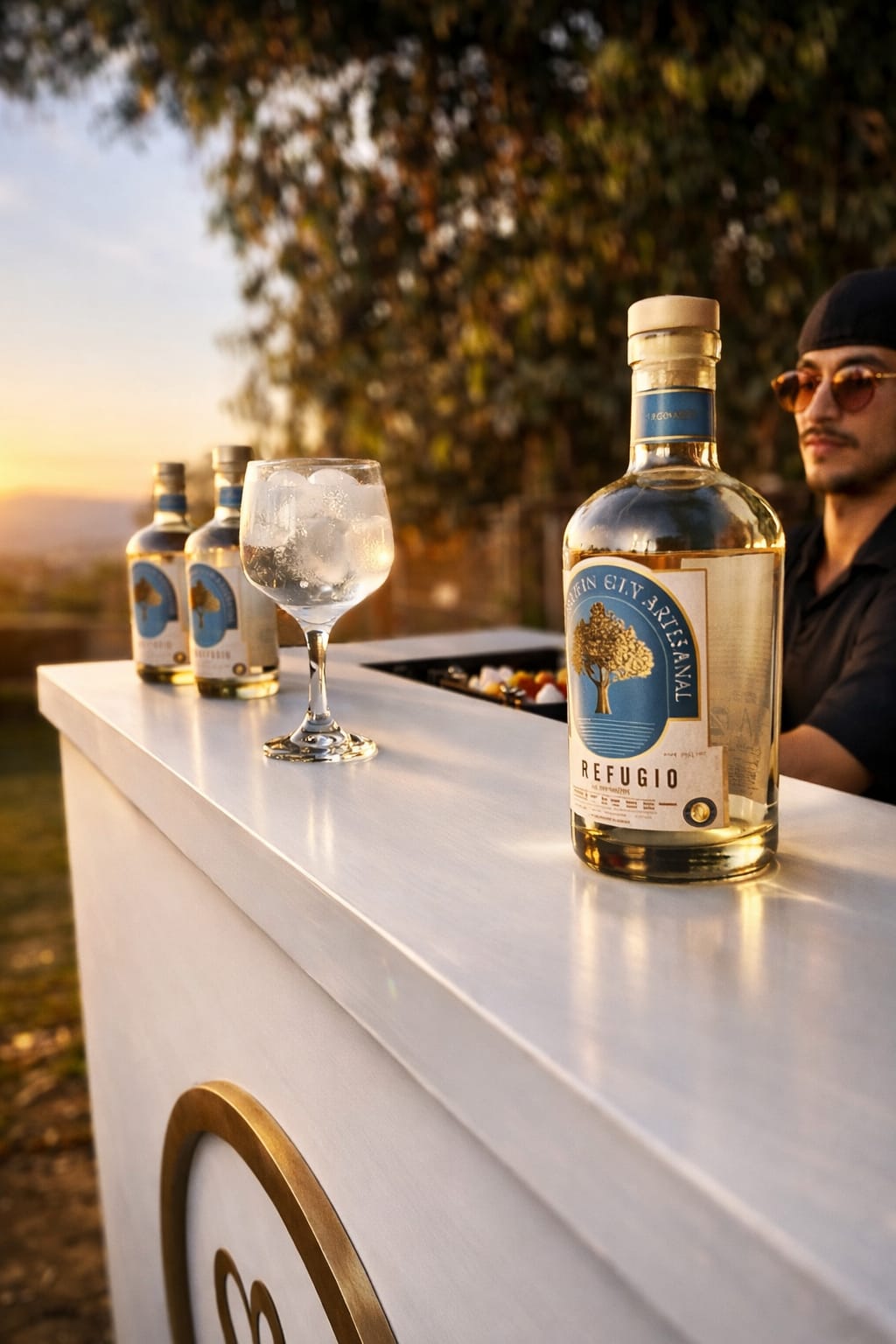 Gin Refugio al atardecer